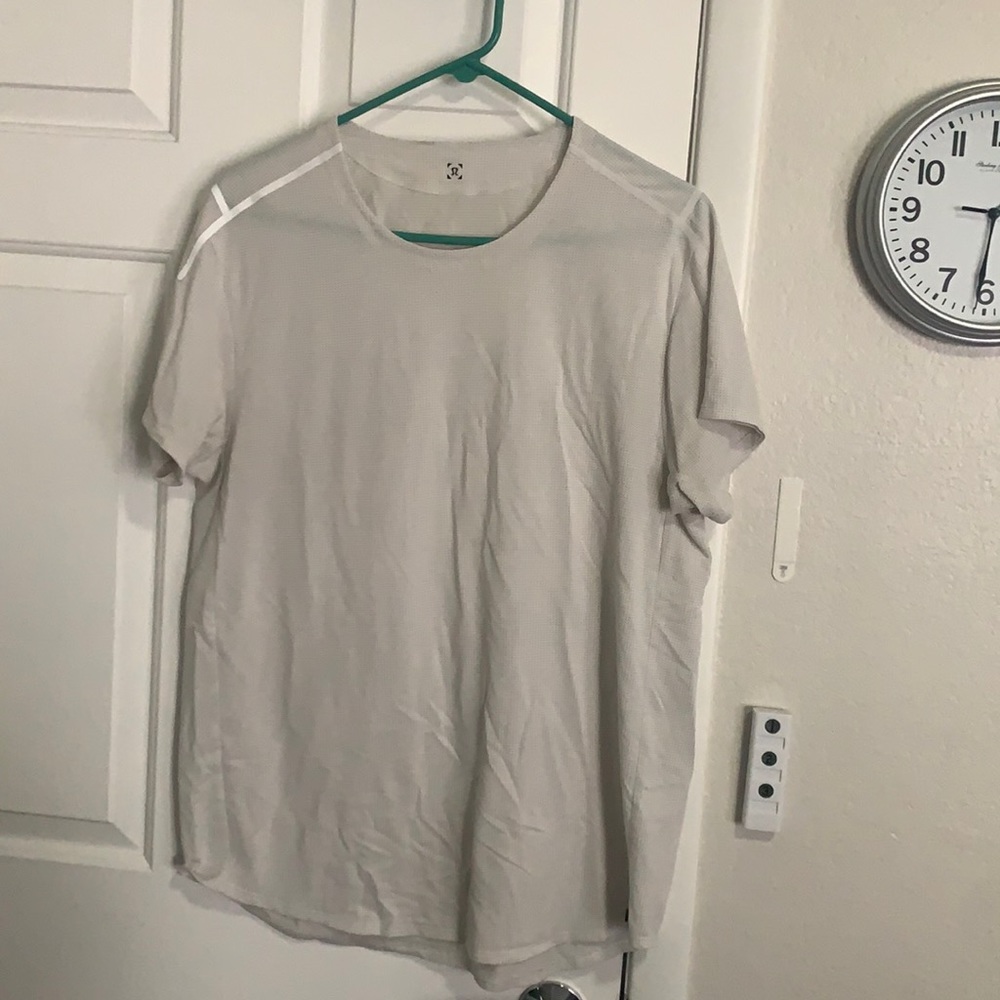 White Lululemon Fast and Free running shirt
